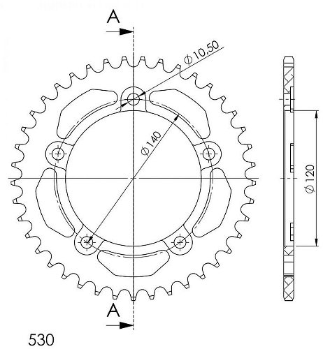 Supersprox aluminio rueda de cadena 530 - 40Z (negro)