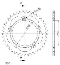 Supersprox alluminio rocchetto per catena 530 - 40Z (nero)