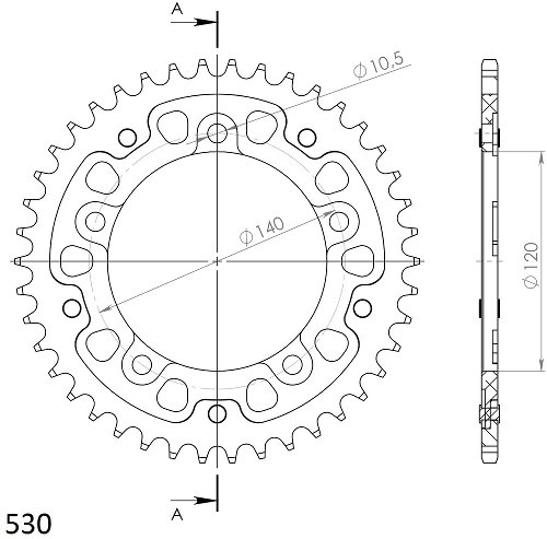 Supersprox Stealth rueda de cadena 530 - 42Z (azul)