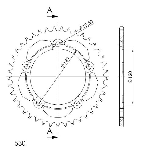 Supersprox Alu-Kettenrad 530 - 42Z (gold)