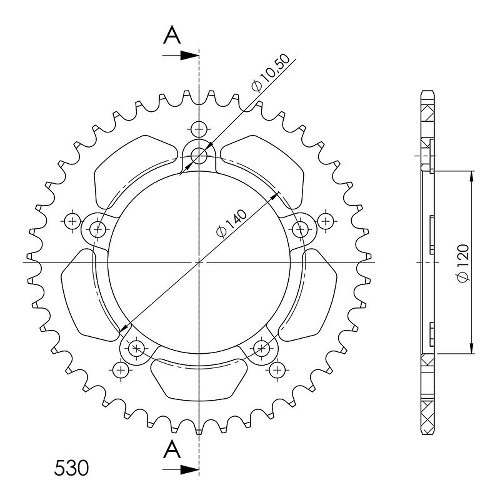 Supersprox aluminium roue d`entrainement 530 - 43Z (noir)