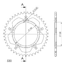 Supersprox aluminio rueda de cadena 530 - 43Z (negro)