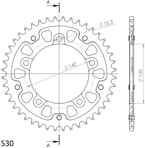 Supersprox Stealth rueda de cadena 530 - 43Z (anaranjado)