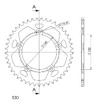 Supersprox aluminio rueda de cadena 530 - 44Z (negro)