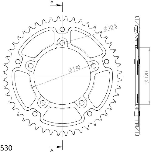 Supersprox Stealth rueda de cadena 530 - 45Z (rojo)