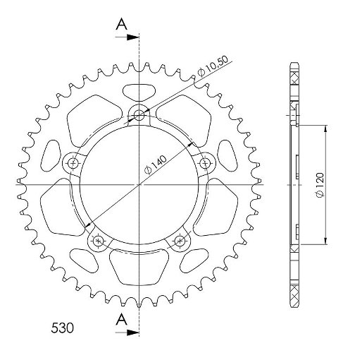 Supersprox Aluminium Chain wheel 530 - 47Z (black)