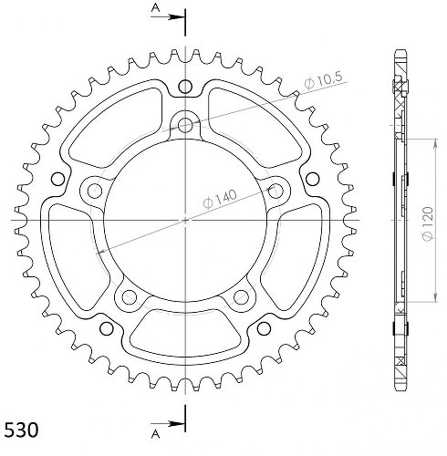 Supersprox Stealth rocchetto per catena 530 - 49Z (oro)