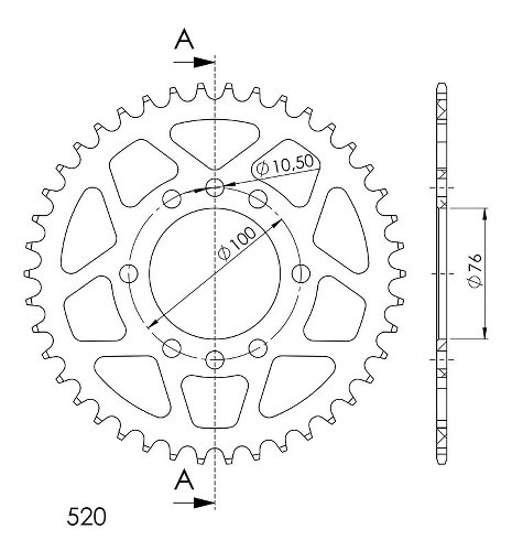 Supersprox aluminium roue d`entrainement 520 - 42Z (noir)