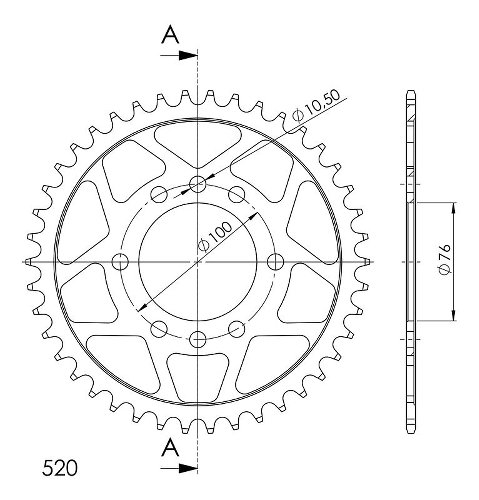 Supersprox acciaio rocchetto per catena 520 - 43Z (nero)