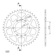 Supersprox aluminio rueda de cadena 520 - 43Z (negro)