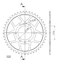 Supersprox acero rueda de cadena 520 - 45Z (negro)