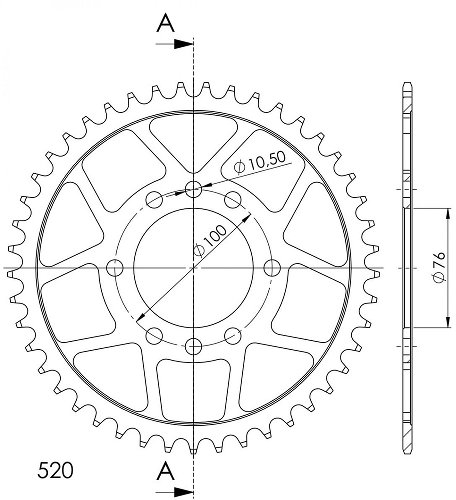 Supersprox acier roue d`entrainement 520 - 46Z (noir)