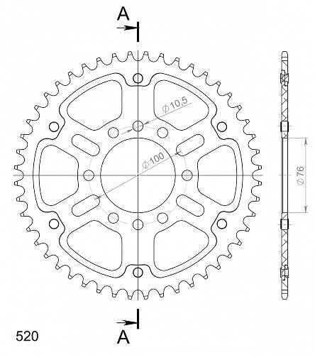 Supersprox Stealth rocchetto per catena 520 - 46Z (oro)