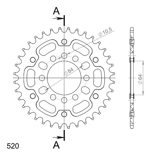 Supersprox Stealth rocchetto per catena 520 - 36Z (oro)