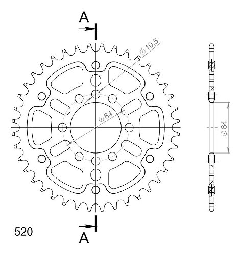 Supersprox Stealth rueda de cadena 520 - 40Z (oro)