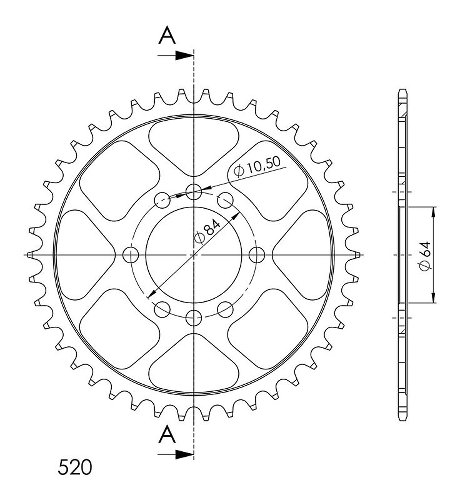 Supersprox acciaio rocchetto per catena 520 - 42Z (nero)