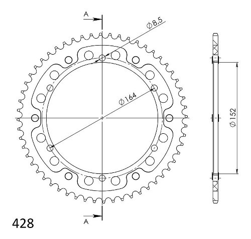 Supersprox Stealth rocchetto per catena 428 - 56Z (nero)