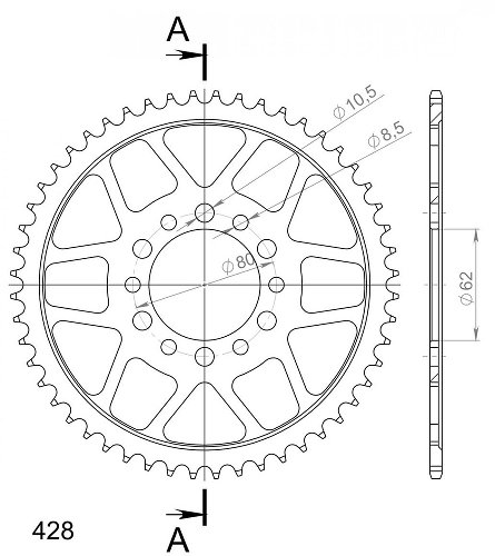 Supersprox acier roue d`entrainement 428 - 55Z (noir)