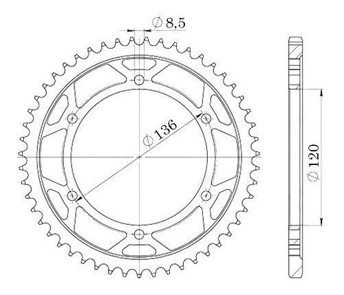 Supersprox acero rueda de cadena 428 - 47Z (negro)