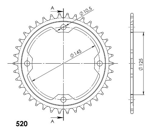 Supersprox acier roue d`entrainement 520 - 37Z (noir)