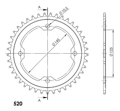 Supersprox acero rueda de cadena 520 - 41Z (negro)