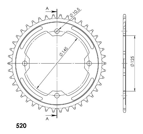 Supersprox acciaio rocchetto per catena 520 - 42Z (nero)