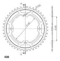 Supersprox acciaio rocchetto per catena 520 - 43Z (nero)