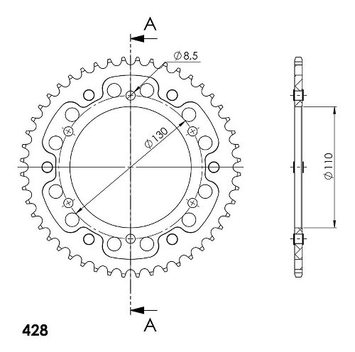 Supersprox Stealth Chain wheel 428 - 48Z (gold)