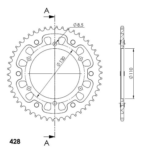 Supersprox Stealth roue d`entrainement 428 - 50Z (or)