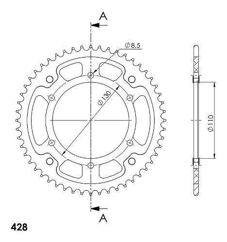 Supersprox Stealth roue d`entrainement 428 - 52Z (or)