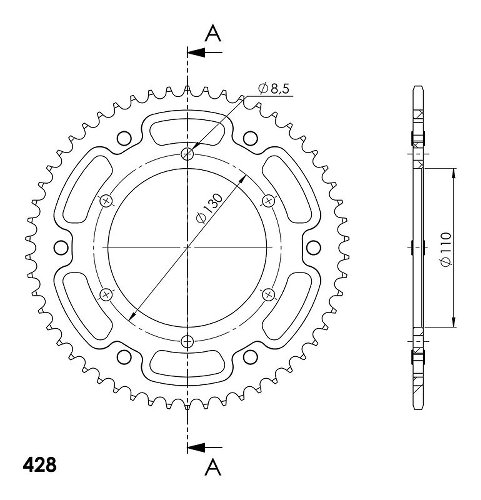 Supersprox Stealth Chain wheel 428 - 54Z (gold)