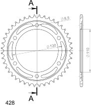 Supersprox acero rueda de cadena 428 - 56Z (negro)