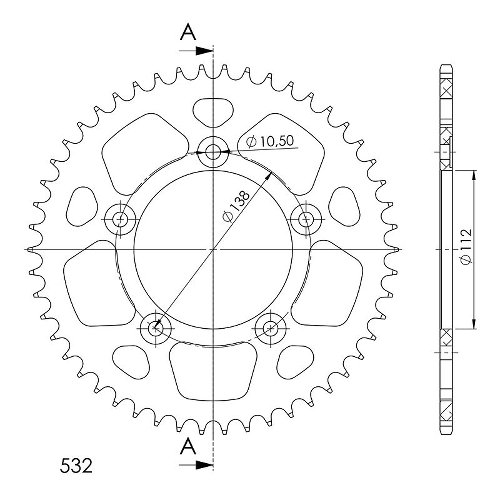 Supersprox aluminium roue d`entrainement 532 - 48Z (noir)