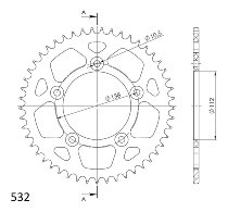 Supersprox aluminio rueda de cadena 532 - 49Z (negro)