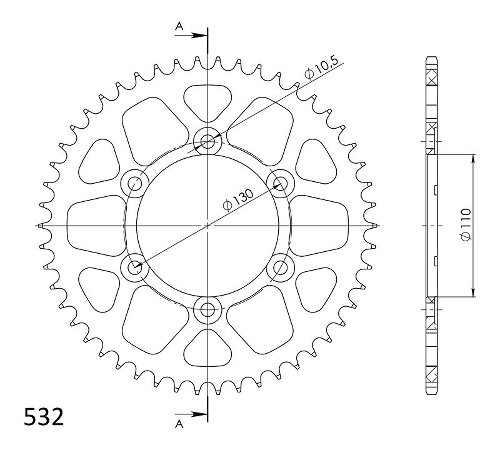 Supersprox aluminio rueda de cadena 532 - 50Z (negro)