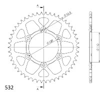 Supersprox alluminio rocchetto per catena 532 - 50Z (nero)