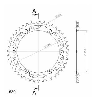 Supersprox Stealth rueda de cadena 530 - 43Z (oro)