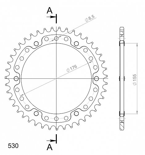 Supersprox Stealth-Kettenrad 530 - 44Z (rot)