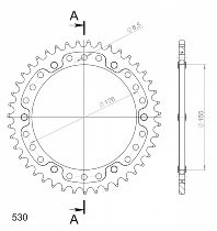 Supersprox Stealth rocchetto per catena 530 - 44Z (rosso)