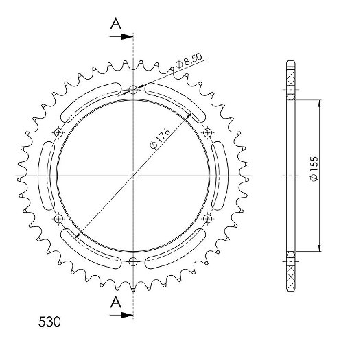 Supersprox aluminium roue d`entrainement 530 - 45Z (noir)