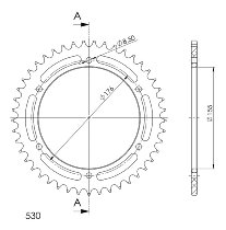 Supersprox aluminium roue d`entrainement 530 - 45Z (noir)