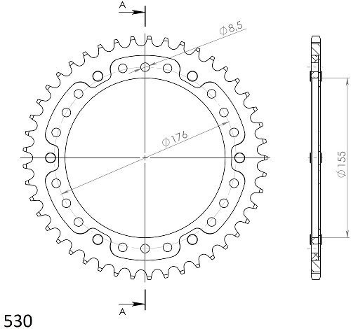 Supersprox Stealth rocchetto per catena 530 - 45Z (argento)