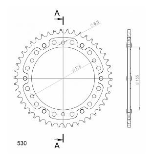 Supersprox Stealth rocchetto per catena 530 - 46Z (nero)