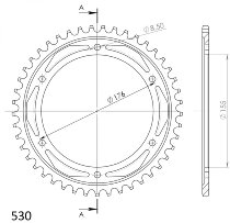 Supersprox acciaio rocchetto per catena 530 - 47Z (nero)