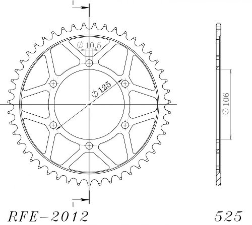 Supersprox acciaio rocchetto per catena 525 - 37Z (nero)