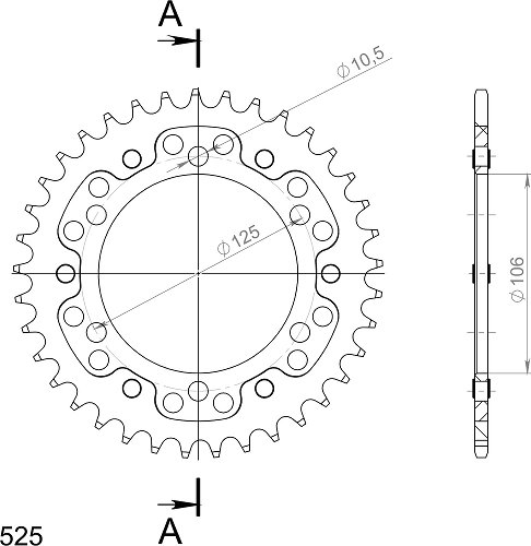 Supersprox Stealth rocchetto per catena 525 - 37Z (nero)