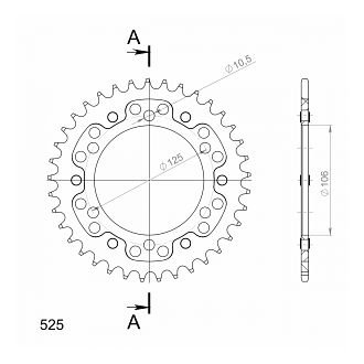 Supersprox Stealth rocchetto per catena 525 - 37Z (argento)