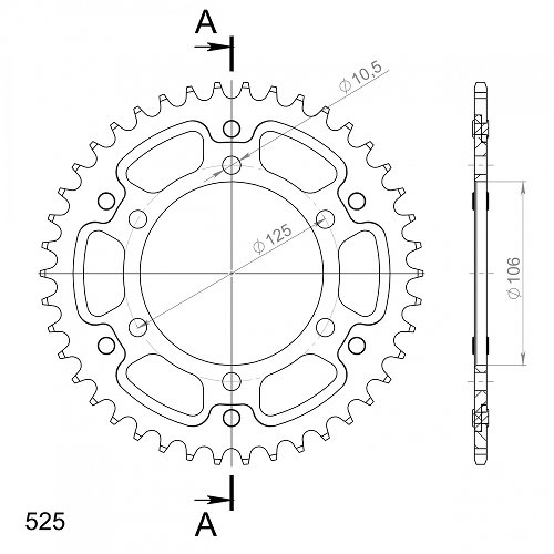 Supersprox Stealth-Kettenrad 525 - 40Z (gold)