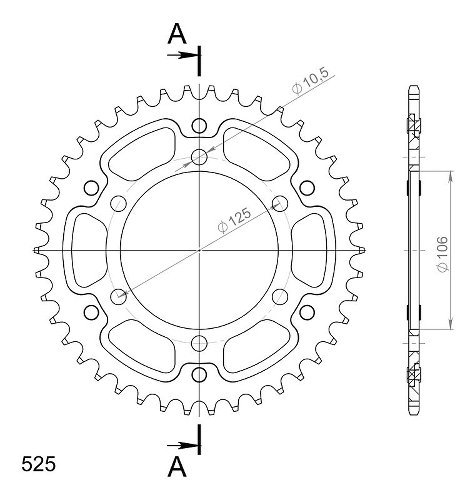 Supersprox Stealth Chain wheel 525 - 42Z (black)