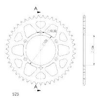 Supersprox alluminio rocchetto per catena 525 - 47Z (nero)